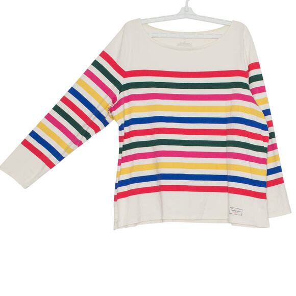 Talbots Top Rainbow Coastal Grandma Cottage Preppy Academia Casual Stripe 2X - Picture 7 of 7